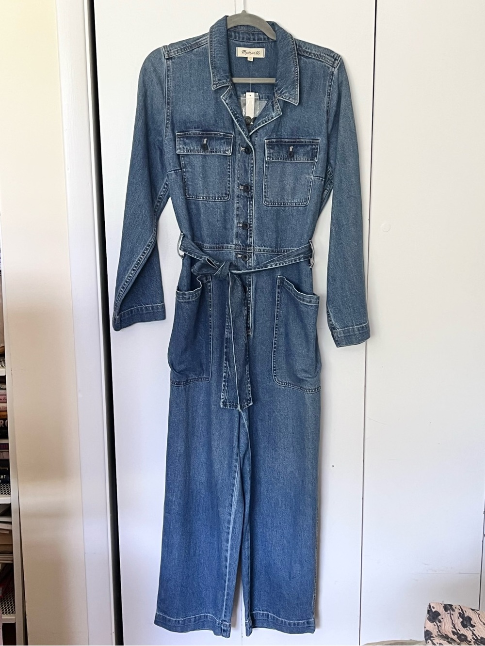Madewell Denim Tie-waist Jumpsuit Size Petite Large